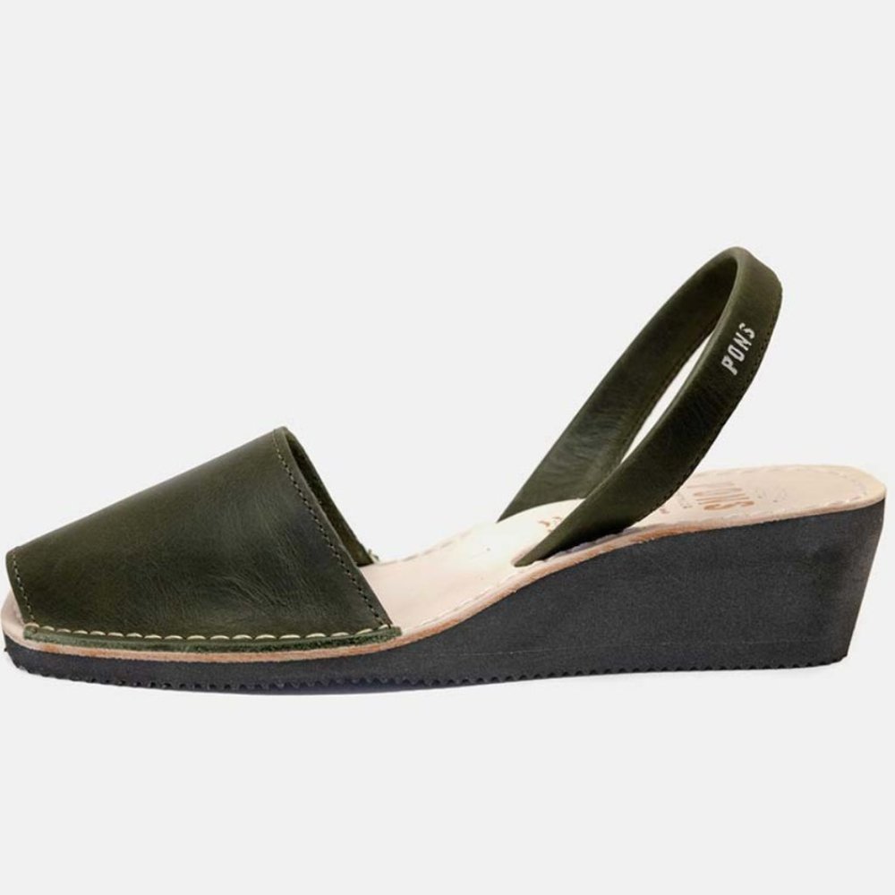 Pons Avarcas Wedge Sandals Forest Green size 8